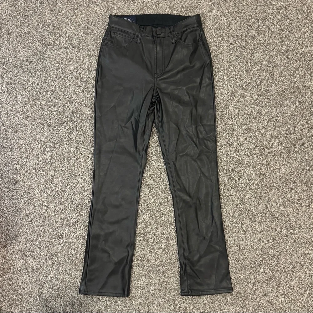 GAP Black High Rise Vintage Straight Faux Leather Jeans - Picture 2 of 7